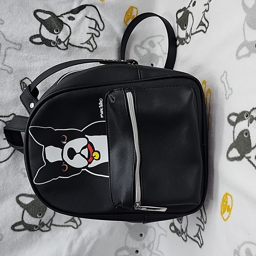 Altered Marc Tetro Boston Terrier Dog Small Backpack Turned Crossbody Purse EUC